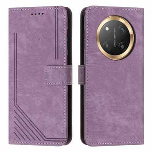 For Honor X9c Skin Feel Stripe Pattern Leather Phone Case with Lanyard(Purple)