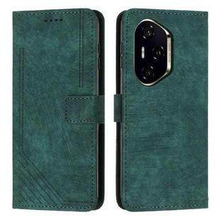 For Honor 300 Pro / 300 Ultra Skin Feel Stripe Pattern Leather Phone Case with Lanyard(Green)