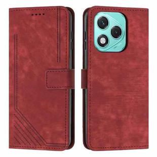 For Honor 400 Lite Skin Feel Stripe Pattern Leather Phone Case with Lanyard(Red)