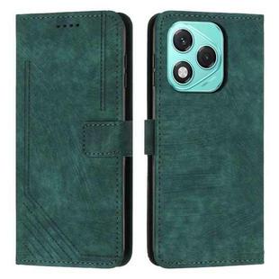 For Honor 400 Lite Skin Feel Stripe Pattern Leather Phone Case with Lanyard(Green)