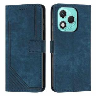 For Honor 400 Lite Skin Feel Stripe Pattern Leather Phone Case with Lanyard(Blue)