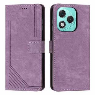 For Honor 400 Lite Skin Feel Stripe Pattern Leather Phone Case with Lanyard(Purple)