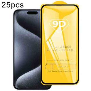 For iPhone 15 Plus / 15 Pro Max 25pcs 9D Full Glue Screen Tempered Glass Film