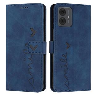 For Motorola Moto G14 Skin Feel Heart Pattern Leather Phone Case(Blue)