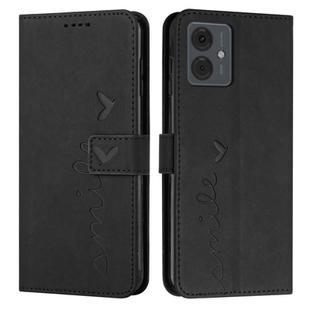 For Motorola Moto G14 Skin Feel Heart Pattern Leather Phone Case(Black)