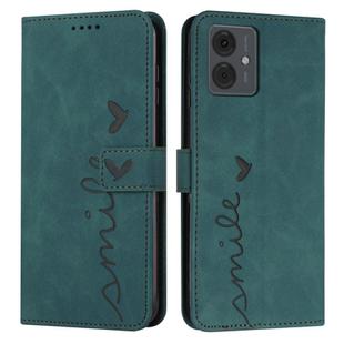 For Motorola Moto G14 Skin Feel Heart Pattern Leather Phone Case(Green)