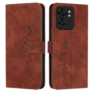 For Motorola Edge 40 Skin Feel Heart Pattern Leather Phone Case(Brown)