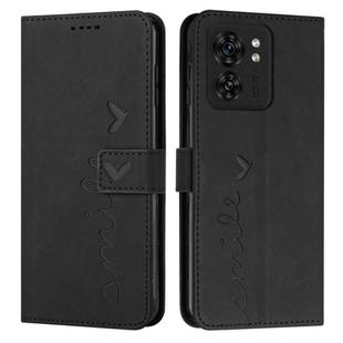 For Motorola Edge 40 Skin Feel Heart Pattern Leather Phone Case(Black)