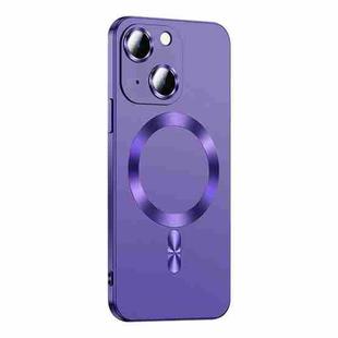 For iPhone 15 Plus Liquid Lens Protector Magsafe Phone Case(Dark Purple)