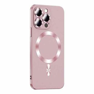 For iPhone 15 Pro Max Liquid Lens Protector Magsafe Phone Case(Gold Pink)