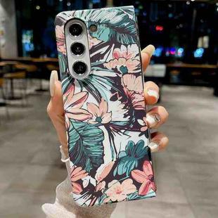 For Samsung Galaxy Z Fold5 Flower Series Pattern Phone Case(White Lotus)