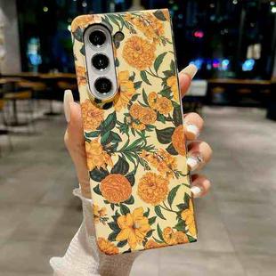 For Samsung Galaxy Z Fold5 Flower Series Pattern Phone Case(Yellow Flowers)