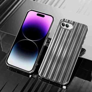 For iPhone 8 Plus/7 Plus Electroplated Streamer Brushed TPU Phone Case with Lens Film(Black)