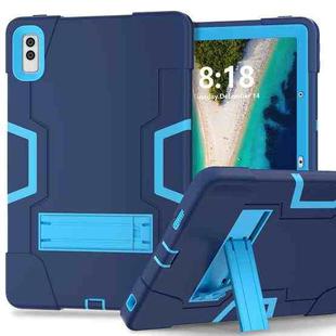 For Lenovo Tab M10 5G 10.6 inch Contrast Color Silicone PC Tablete Case with Holder(Navy Blue + Blue)