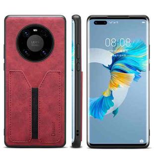 For Huawei Mate 60 Pro Denior DV Elastic Card PU Back Cover Phone Case(Red)