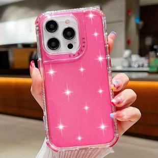For iPhone 15 Pro Glitter Powder 3-in-1 TPU + PC Phone Case(Rose Red)