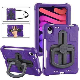 For iPad mini 6 2021 Shield 360 Rotation Handle EVA Shockproof PC Tablet Case(Purple Black)