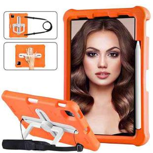 For iPad Air 11 2024 Shield 360 Rotation Handle EVA Shockproof PC Tablet Case(Orange Beige)