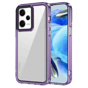 For Xiaomi Redmi Note 12 Pro 5G Global Transparent Acrylic + TPU Shockproof Phone Case(Transparent Purple)
