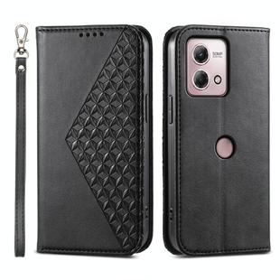 For Motorola Moto G Stylus 4G 2023 Cubic Grid Calf Texture Magnetic Leather Phone Case(Black)
