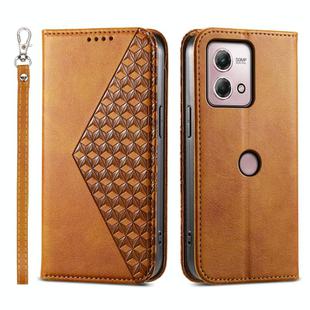 For Motorola Moto G Stylus 4G 2023 Cubic Grid Calf Texture Magnetic Leather Phone Case(Yellow)