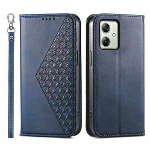 For Motorola Moto G54 Cubic Grid Calf Texture Magnetic Leather Phone Case(Blue)