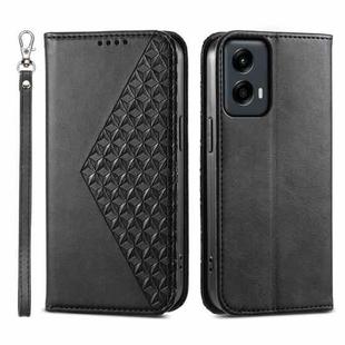 For Motorola Moto G Stylus 5G 2024 Cubic Grid Calf Texture Magnetic Leather Phone Case(Black)