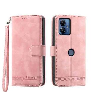 For Motorola Moto G14 Dierfeng Dream Line TPU + PU Leather Phone Case(Pink)