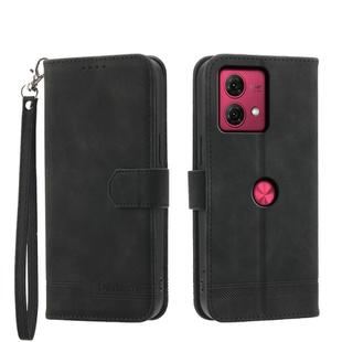 For Motorola Moto G84 Dierfeng Dream Line TPU + PU Leather Phone Case(Black)