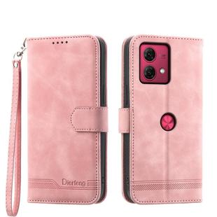For Motorola Moto G84 Dierfeng Dream Line TPU + PU Leather Phone Case(Pink)