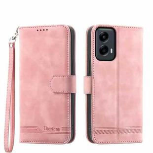For Motorola Moto G Stylus 5G 2024 Dierfeng Dream Line TPU + PU Leather Phone Case(Pink)