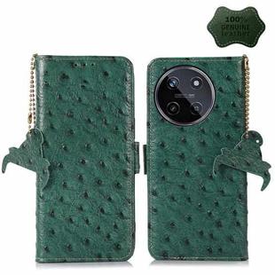 For Realme 11 4G Global Ostrich Pattern Genuine Leather RFID Phone Case(Green)