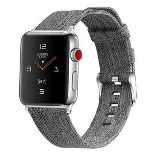For Apple Watch Series 7 45mm / 6 & SE & 5 & 4 44mm / 3 & 2 & 1 42mm D Style Canvas Wrist Strap Watch Band(Black Grey)