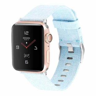 For Apple Watch Series 7 45mm / 6 & SE & 5 & 4 44mm / 3 & 2 & 1 42mm D Style Canvas Wrist Strap Watch Band(Light Blue)