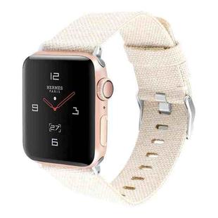 For Apple Watch Series 7 45mm / 6 & SE & 5 & 4 44mm / 3 & 2 & 1 42mm D Style Canvas Wrist Strap Watch Band(Apricot)