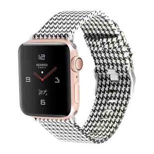 For Apple Watch Series 8&7 41mm / SE 2&6&SE&5&4 40mm / 3&2&1 38mm D Style Canvas Wrist Strap Watch Band(Black White)