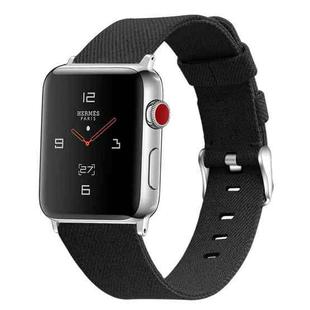 For Apple Watch Series 7 41mm / 6 & SE & 5 & 4 40mm / 3 & 2 & 1 38mm D Style Canvas Wrist Strap Watch Band(Black)