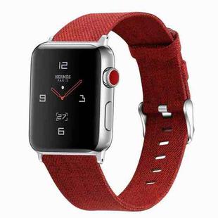 For Apple Watch Series 7 41mm / 6 & SE & 5 & 4 40mm / 3 & 2 & 1 38mm D Style Canvas Wrist Strap Watch Band(Red)