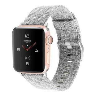 For Apple Watch Series 7 41mm / 6 & SE & 5 & 4 40mm / 3 & 2 & 1 38mm D Style Canvas Wrist Strap Watch Band(Light Grey)