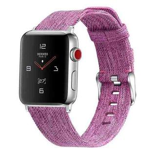 For Apple Watch Series 7 41mm / 6 & SE & 5 & 4 40mm / 3 & 2 & 1 38mm D Style Canvas Wrist Strap Watch Band(Dark Purple)