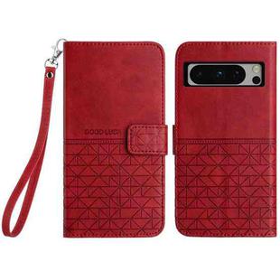 For Google Pixel 8 Pro Rhombic Texture Leather Phone Case with Lanyard(Red)