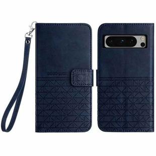 For Google Pixel 8 Pro Rhombic Texture Leather Phone Case with Lanyard(Blue)