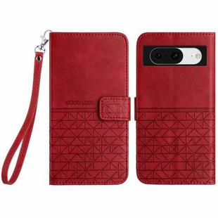 For Google Pixel 8 Rhombic Texture Leather Phone Case with Lanyard(Red)