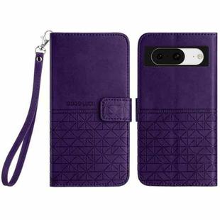 For Google Pixel 8 Rhombic Texture Leather Phone Case with Lanyard(Purple)