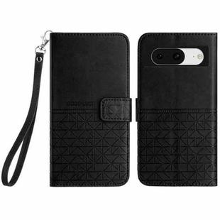 For Google Pixel 8 Rhombic Texture Leather Phone Case with Lanyard(Black)