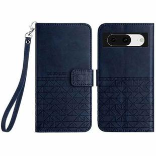 For Google Pixel 8 Rhombic Texture Leather Phone Case with Lanyard(Blue)