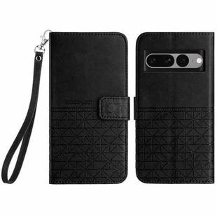 For Google Pixel 7 Pro Rhombic Texture Leather Phone Case with Lanyard(Black)