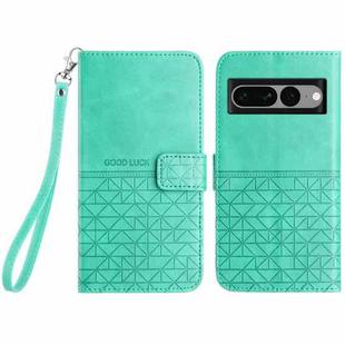 For Google Pixel 7 Pro Rhombic Texture Leather Phone Case with Lanyard(Green)