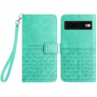 For Google Pixel 7 Rhombic Texture Leather Phone Case with Lanyard(Green)