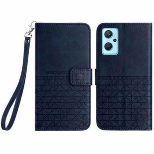 For Realme 9i / OPPO A36 Rhombic Texture Leather Phone Case with Lanyard(Blue)